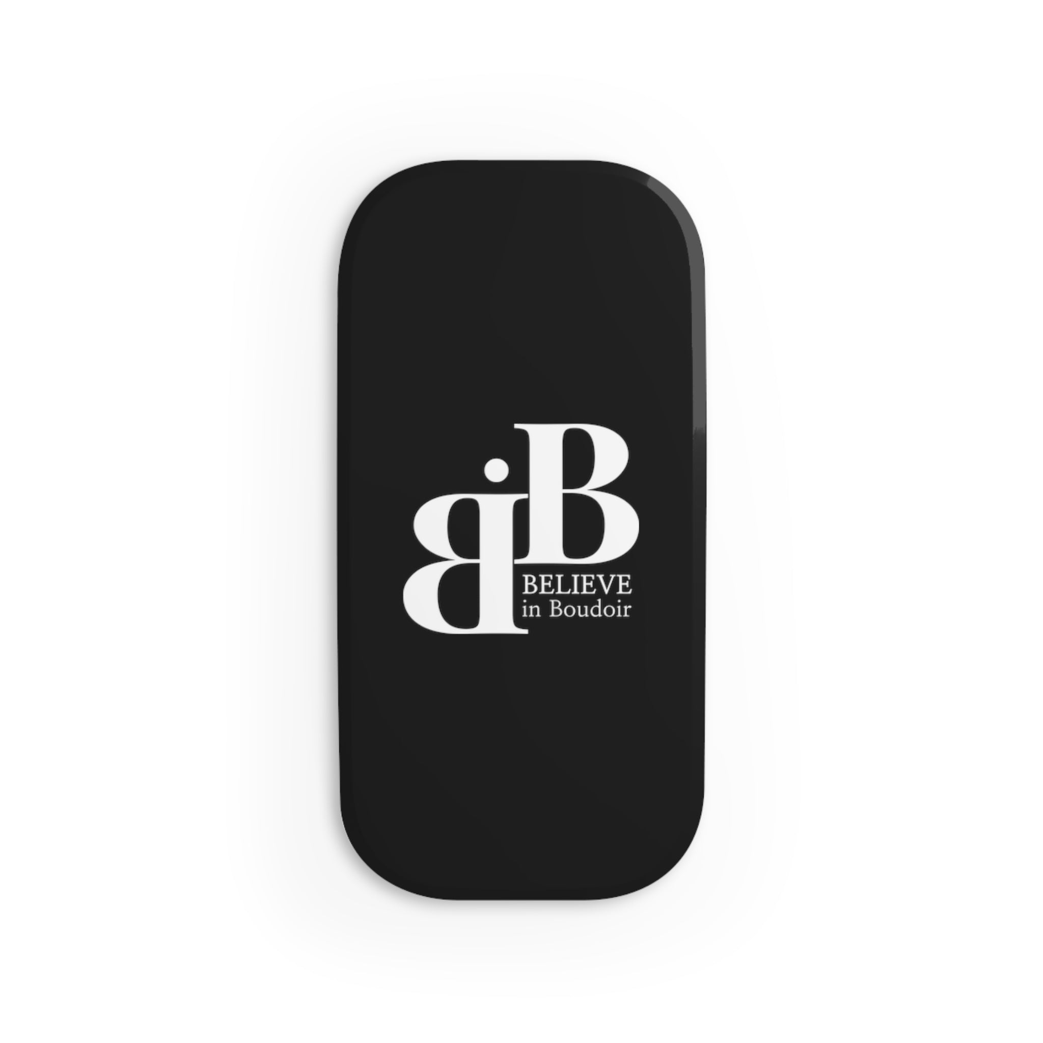 Believe in Boudoir Black Phone Click-On Grip with White Logo