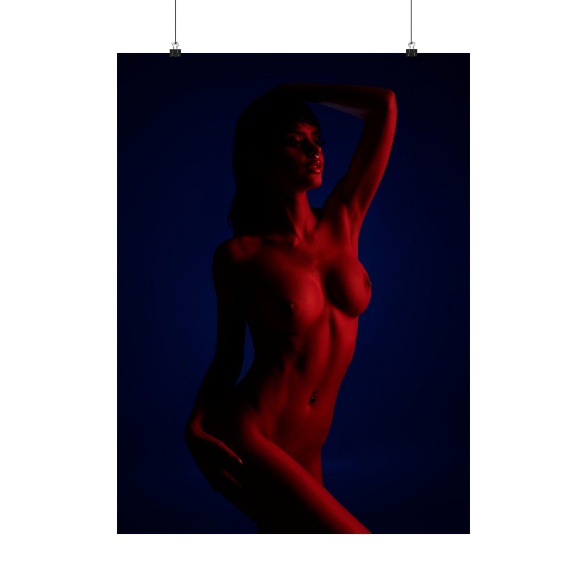 Boudoir Model Poster Blue and Red by Yuliya Panchenko