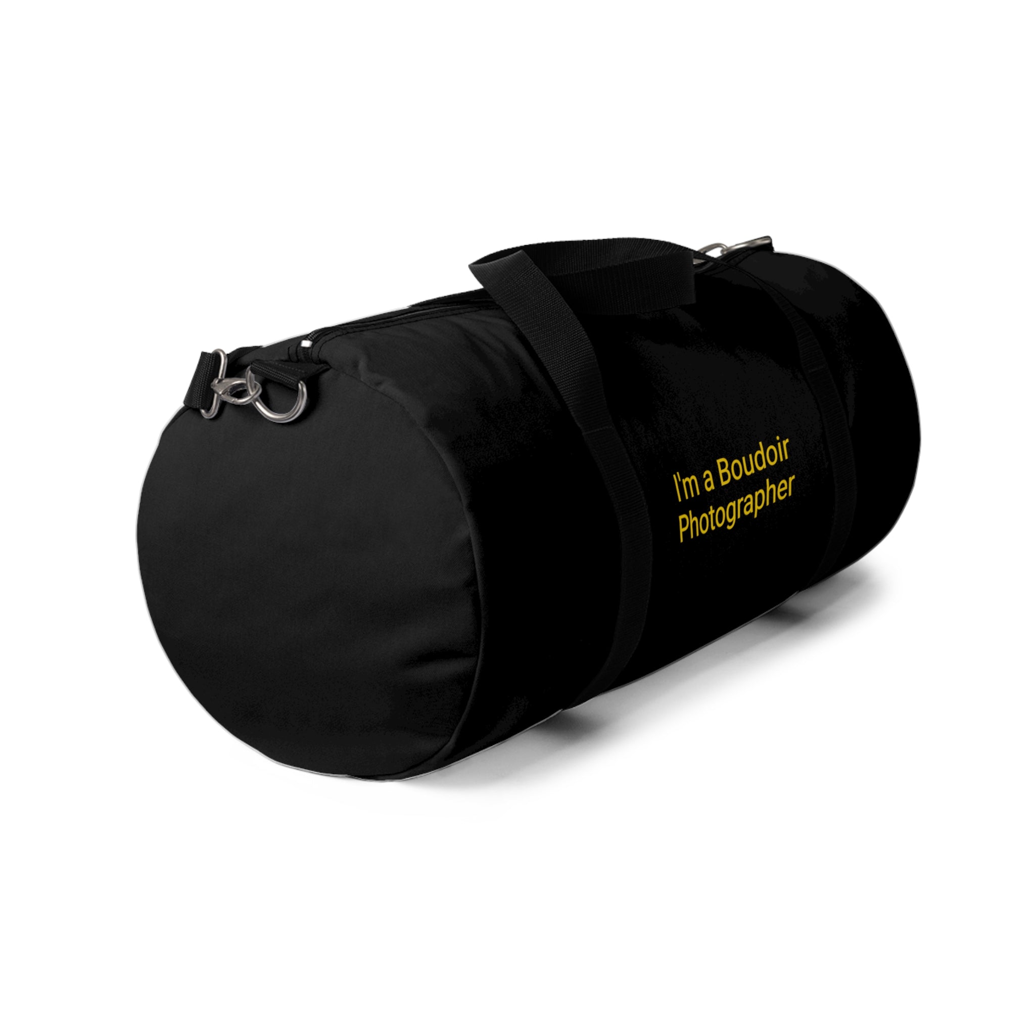 Believe in Boudoir Black Duffel Bag with Yellow BIB Logo