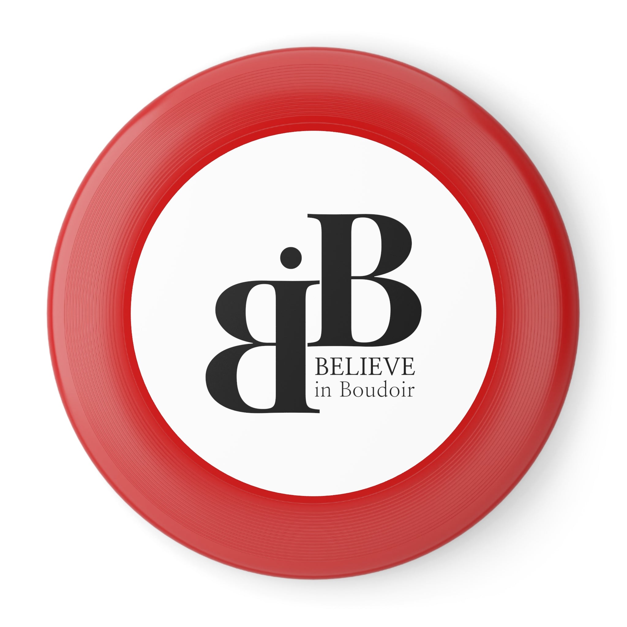 Believe in Boudoir White Wham-O Frisbee with Black BIB Logo